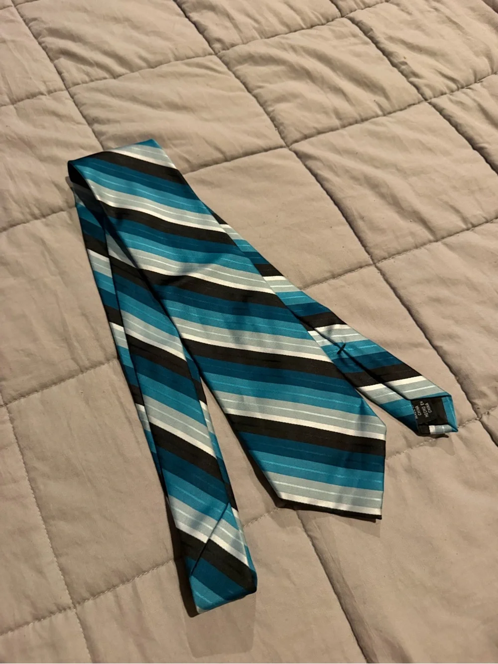 Men's Striped Teal and Black Dress Tie